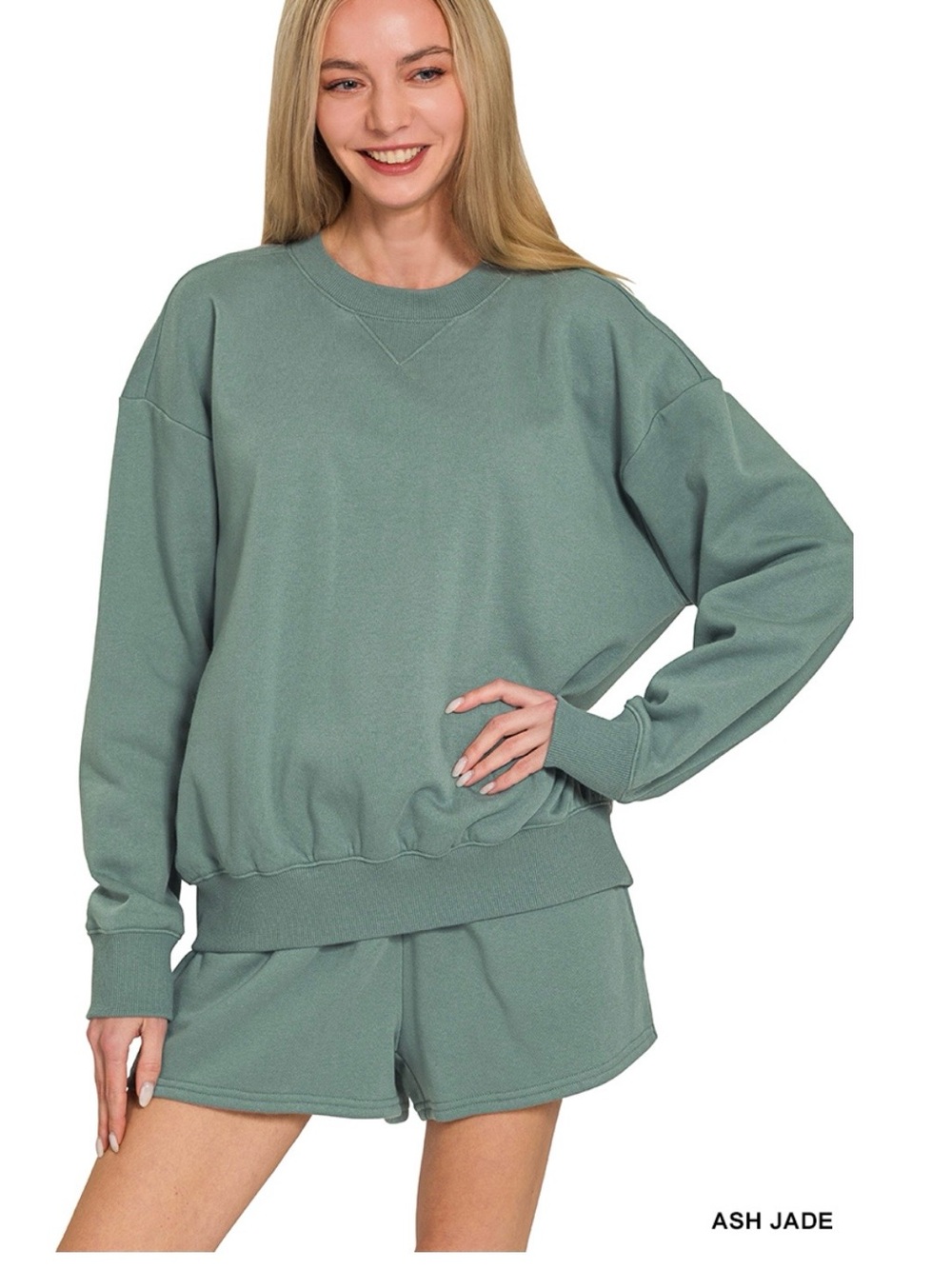 Ash Jade Women's Cozy Lounge Sweatshirt and Shorts Set NWT LARGE